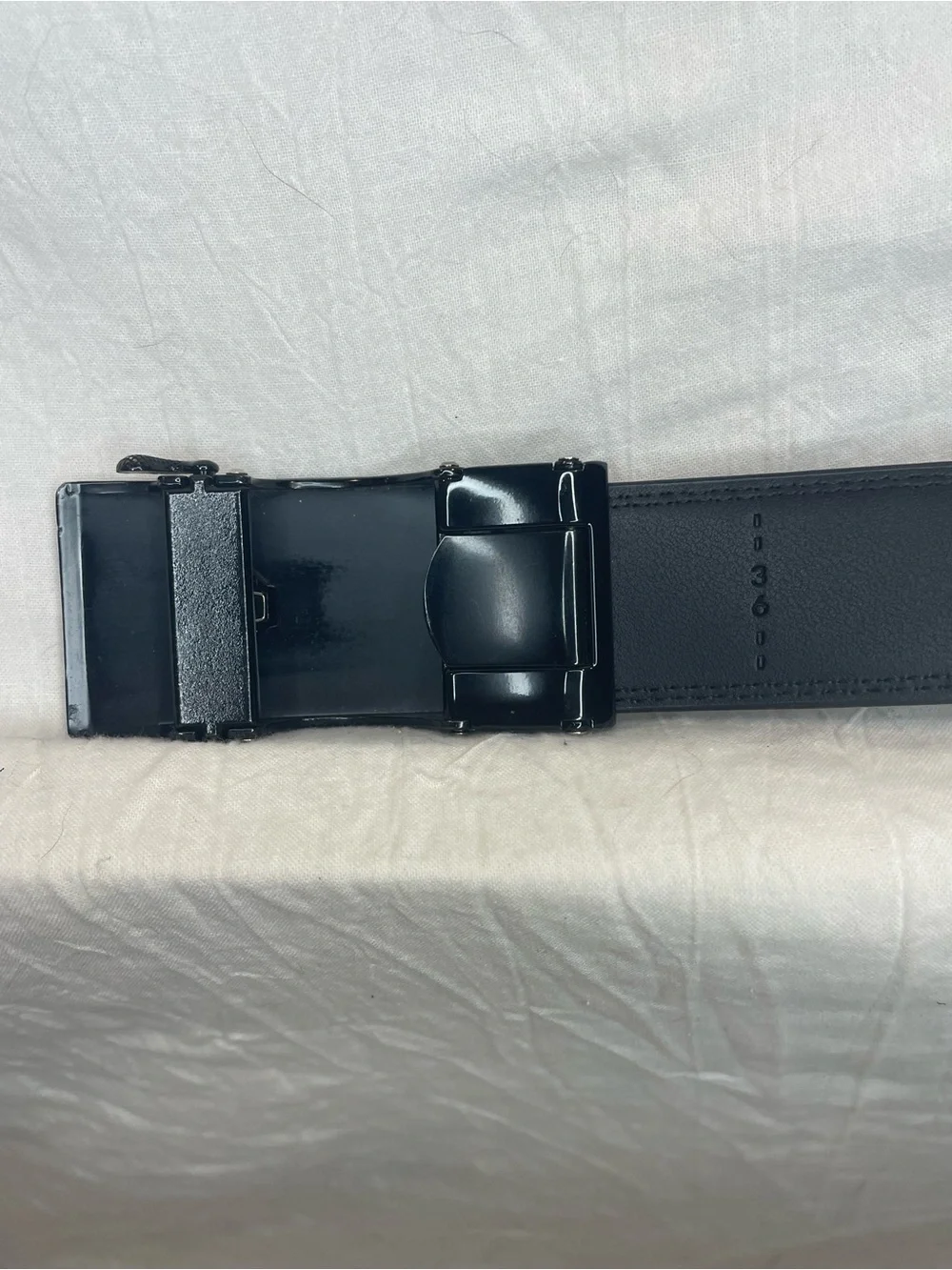 Lavemi Men’s Black Leather Ratchet Belt Automatic Buckle 43”